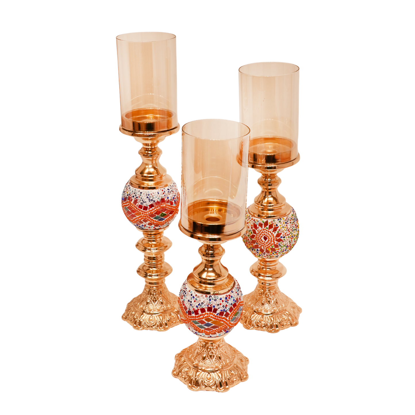 Mosaic Floral Candle Holder - Set of 3